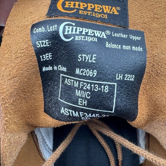 Chippewa Work Boots Men's Size 13 Wide EE Classic 2.0 EH Rated MC2069 Brown - Picture 2 of 12